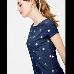 Navy Blue Women's Dress with Floral Accents